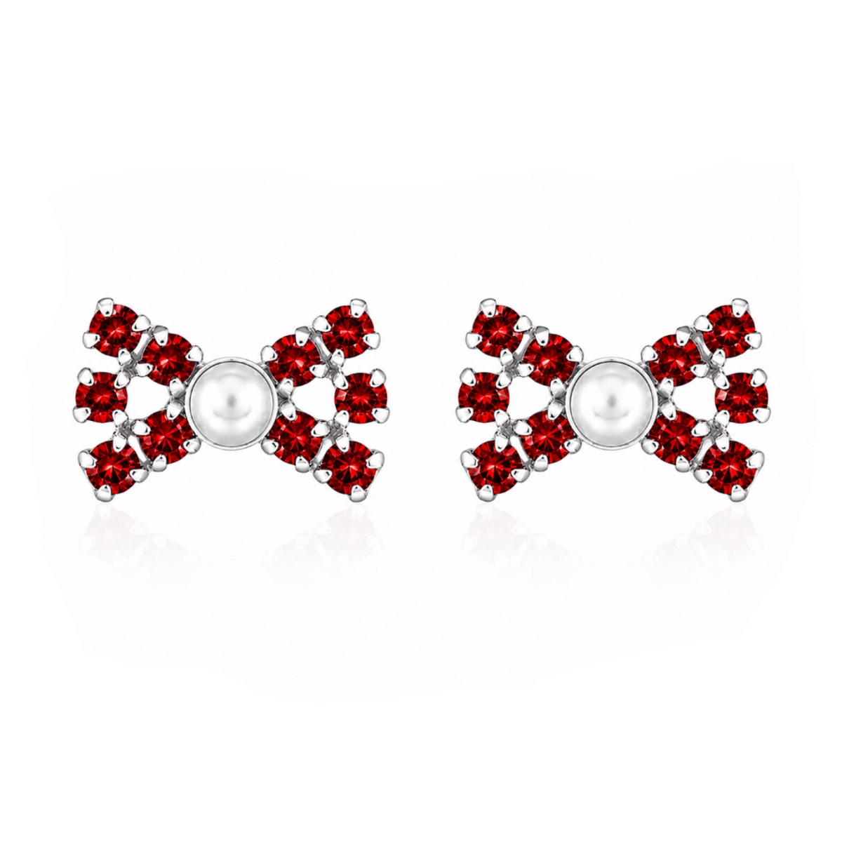 Celestial Pearl Bow Stud Earrings in 925 sterling silver – additional view