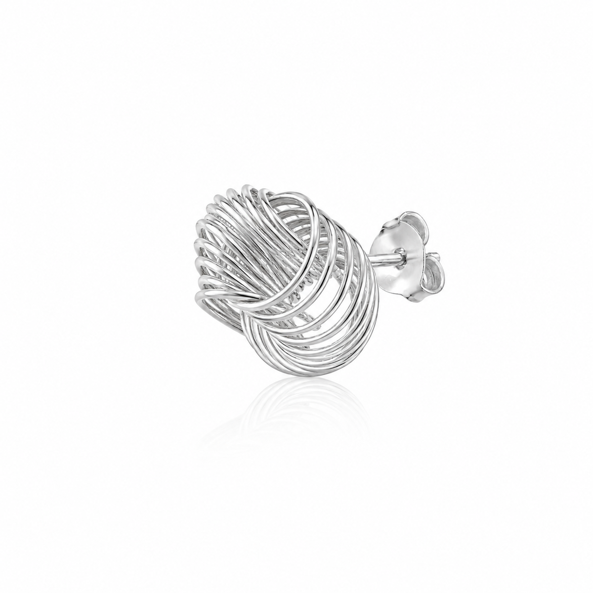 Celestial Spiral Knot Stud Earrings in 925 sterling silver – side view