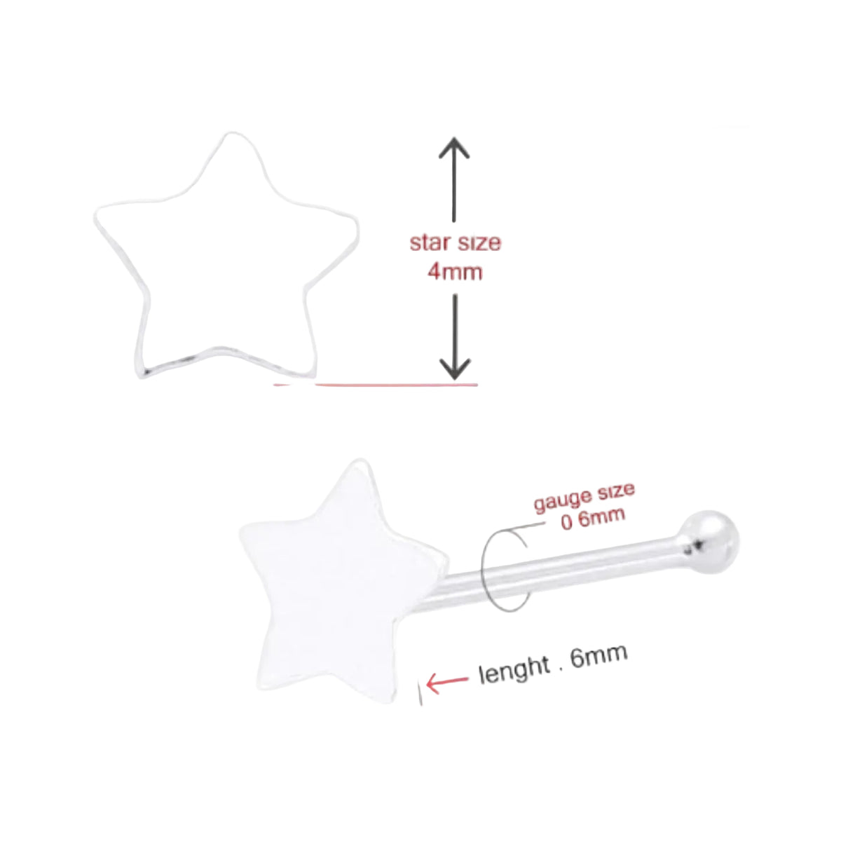 Celestial Star Nose Bone Stud in 925 sterling silver – angle view