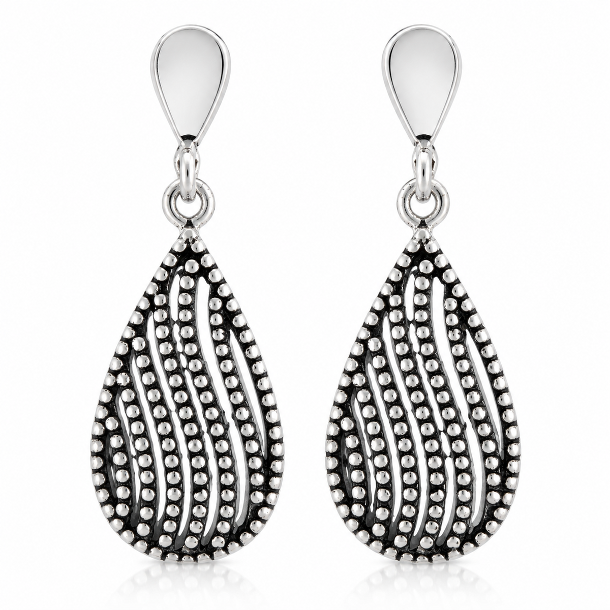 Celestial Teardrop Beaded Earrings in 925 sterling silver – main view