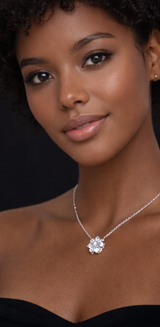 Seven-Stone Flower Necklace in 925 sterling silver – angle view
