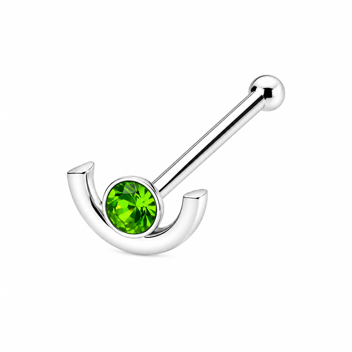 Crescent Crystal Nose Bone Stud in 925 sterling silver – additional view