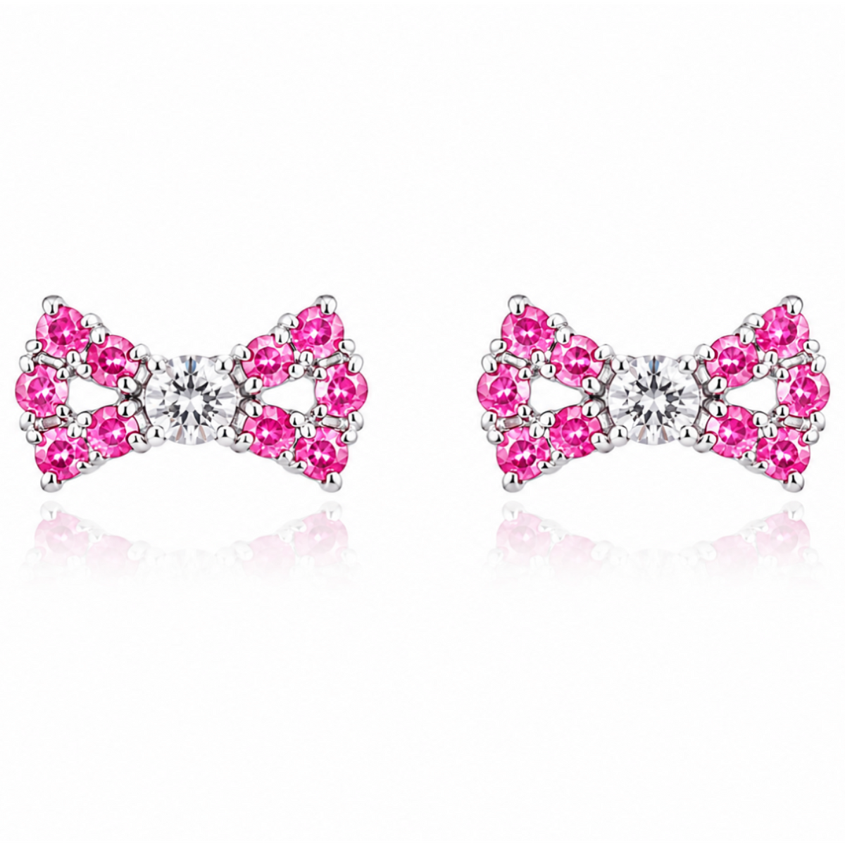 Crimson Bow Stud Earrings in 925 sterling silver – main view