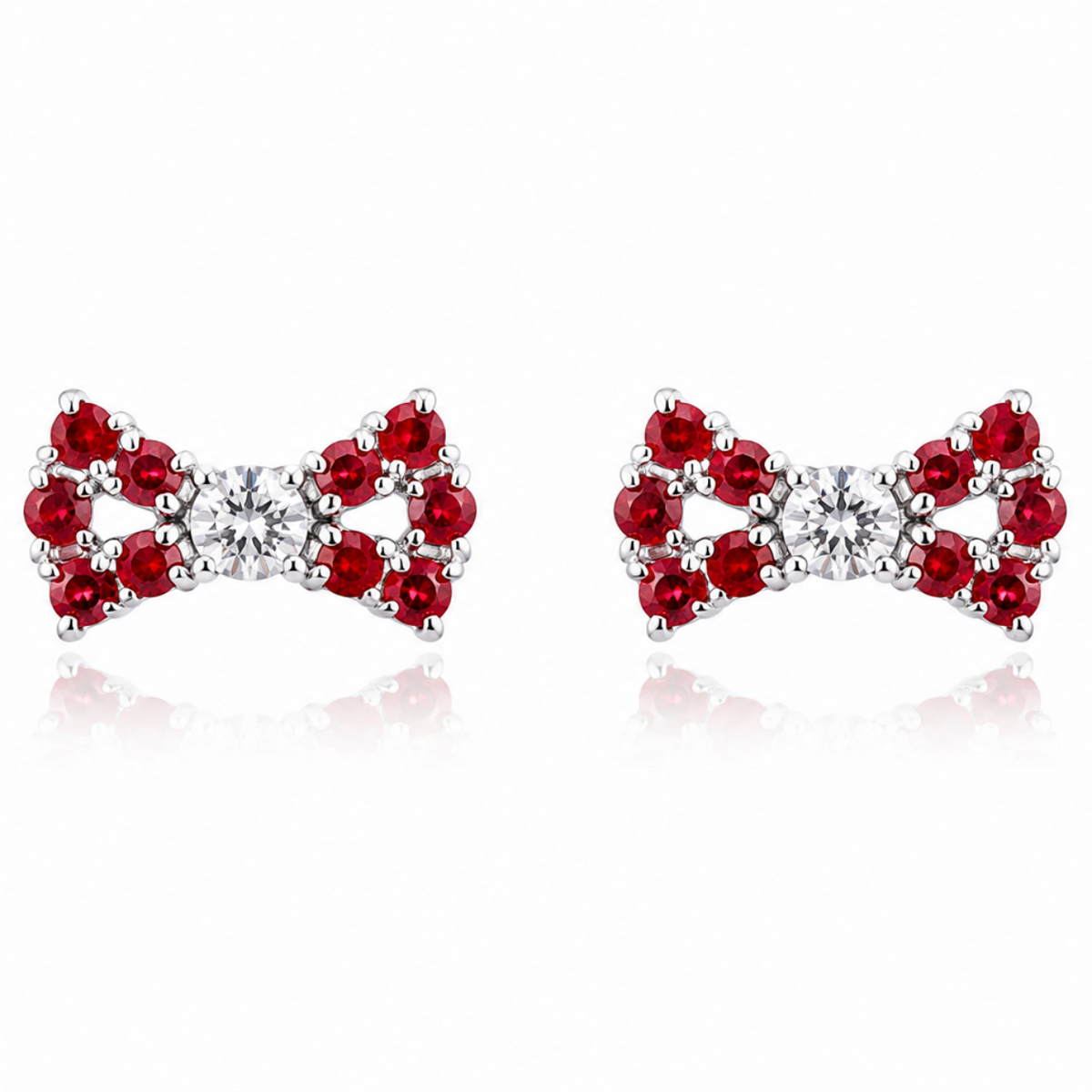 Crimson Bow Stud Earrings in 925 sterling silver – additional view