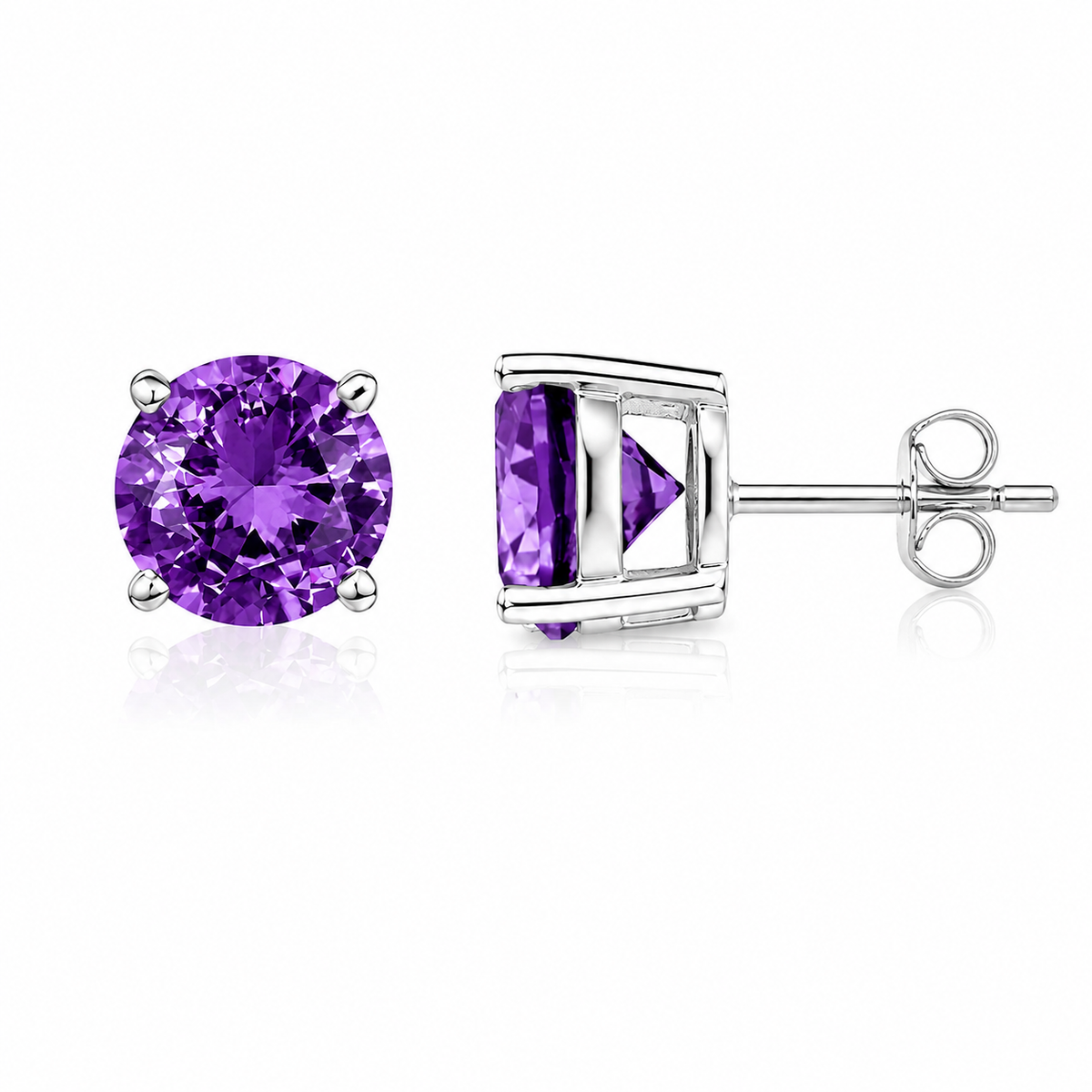 Round Crystal Stud Earrings in 925 sterling silver – angle view