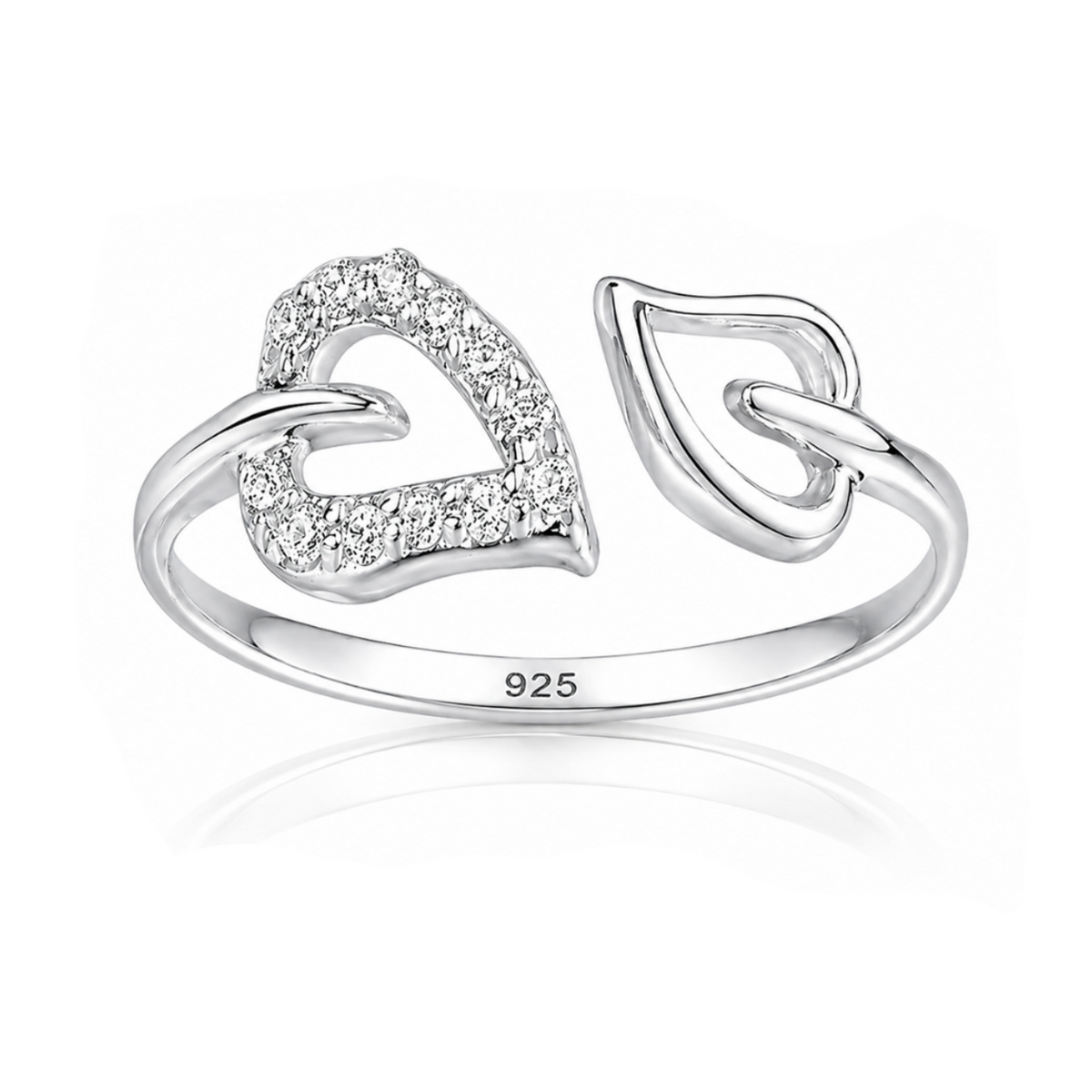 Double Hearts Adjustable Ring