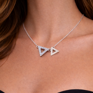 Double Triangle Necklace in 925 sterling silver – angle view