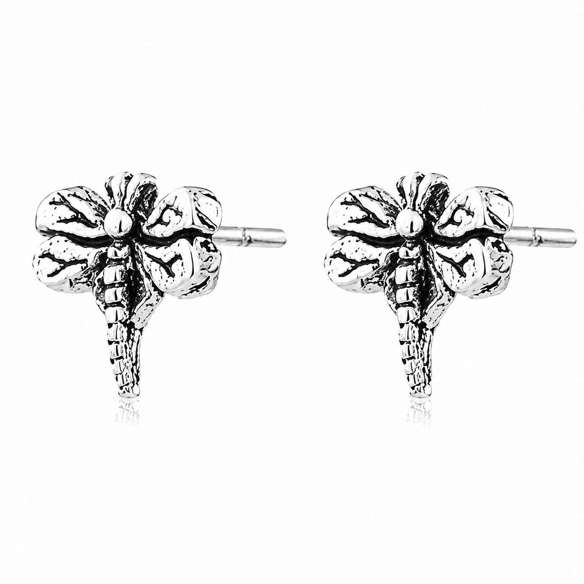 Dragonfly Whisper Stud Earrings in 925 sterling silver – side view