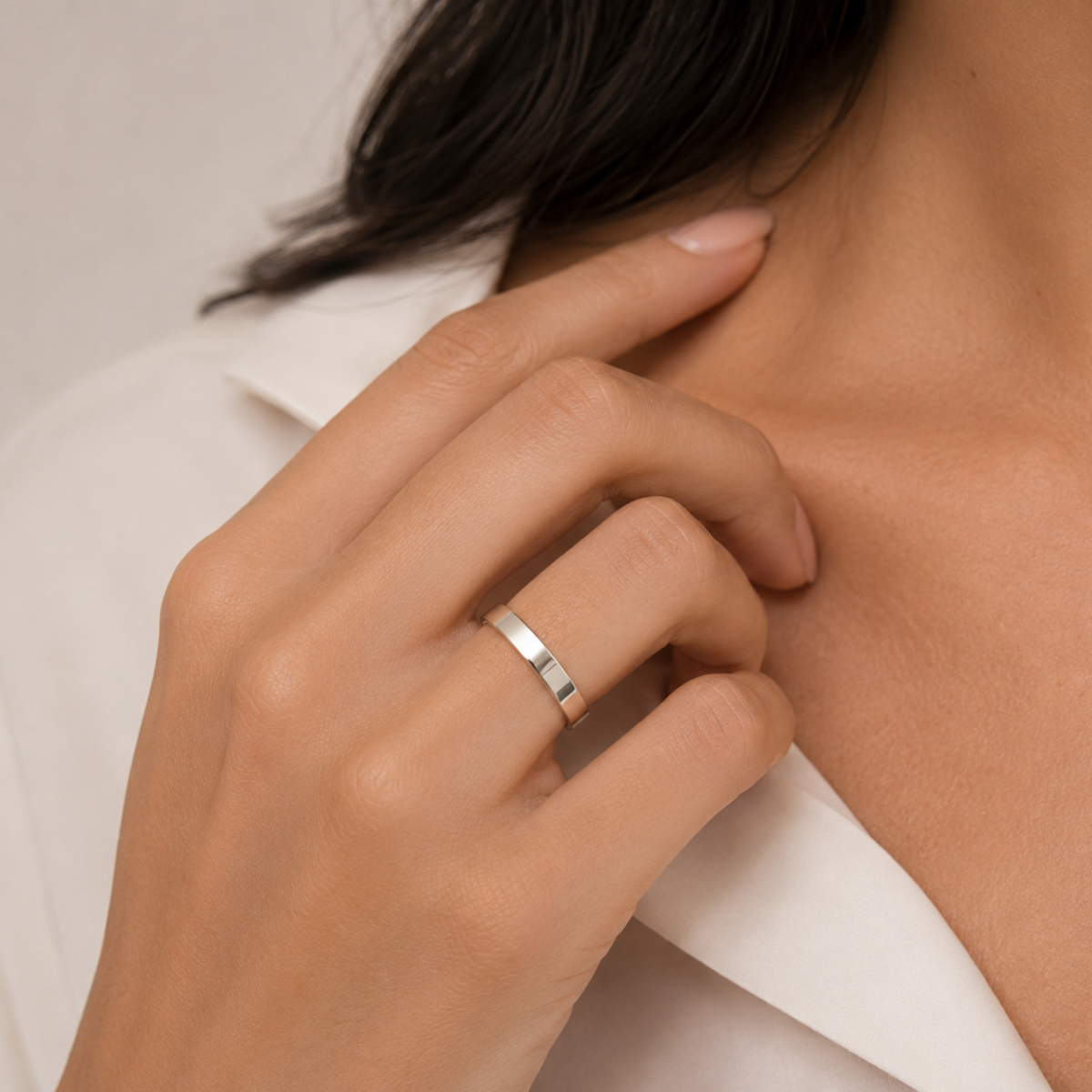 Eclipse Flat Band Ring in 925 sterling silver – side view