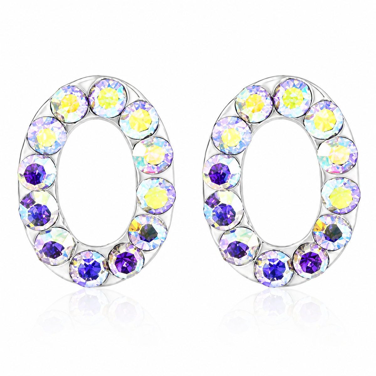 Éclipse Oval Crystal Stud Earrings in 925 sterling silver – main view