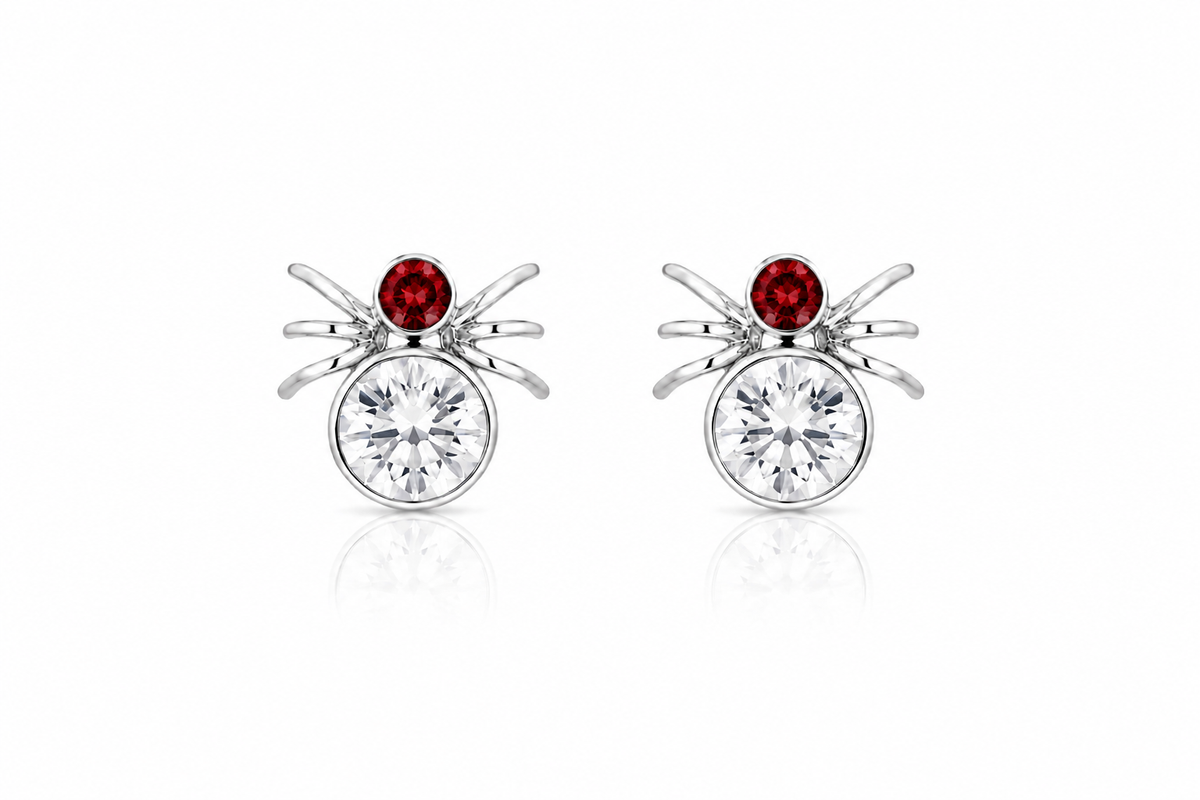 Enchanted Spider Crystal Stud Earrings in 925 sterling silver – main view