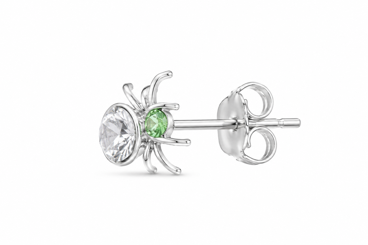 Enchanted Spider Crystal Stud Earrings in 925 sterling silver – additional view