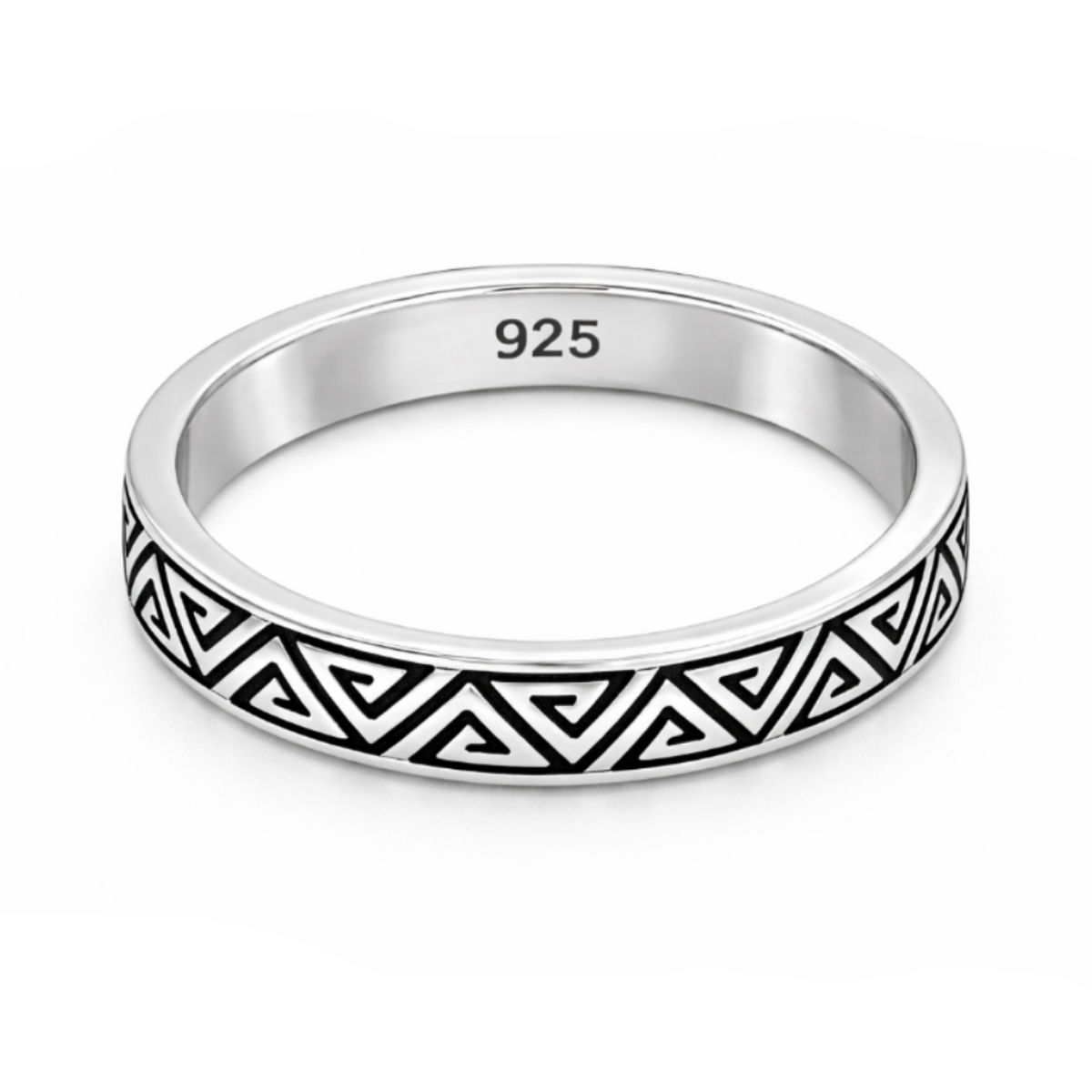 Greek Key Triangle Ring in 925 sterling silver – main view