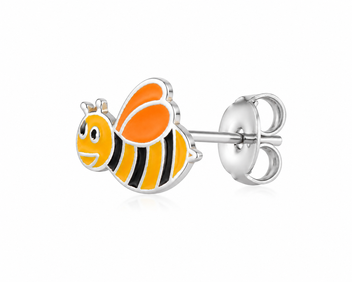 Honey Bee Enamel Stud Earrings in 925 sterling silver – additional view