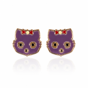 Whimsical Kitty Face Enamel Stud Earrings in 925 sterling silver – additional view