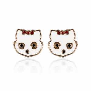 Whimsical Kitty Face Enamel Stud Earrings in 925 sterling silver – additional view
