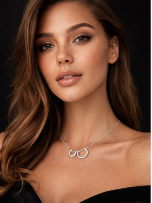 Double Horseshoe Necklace in 925 sterling silver – side view