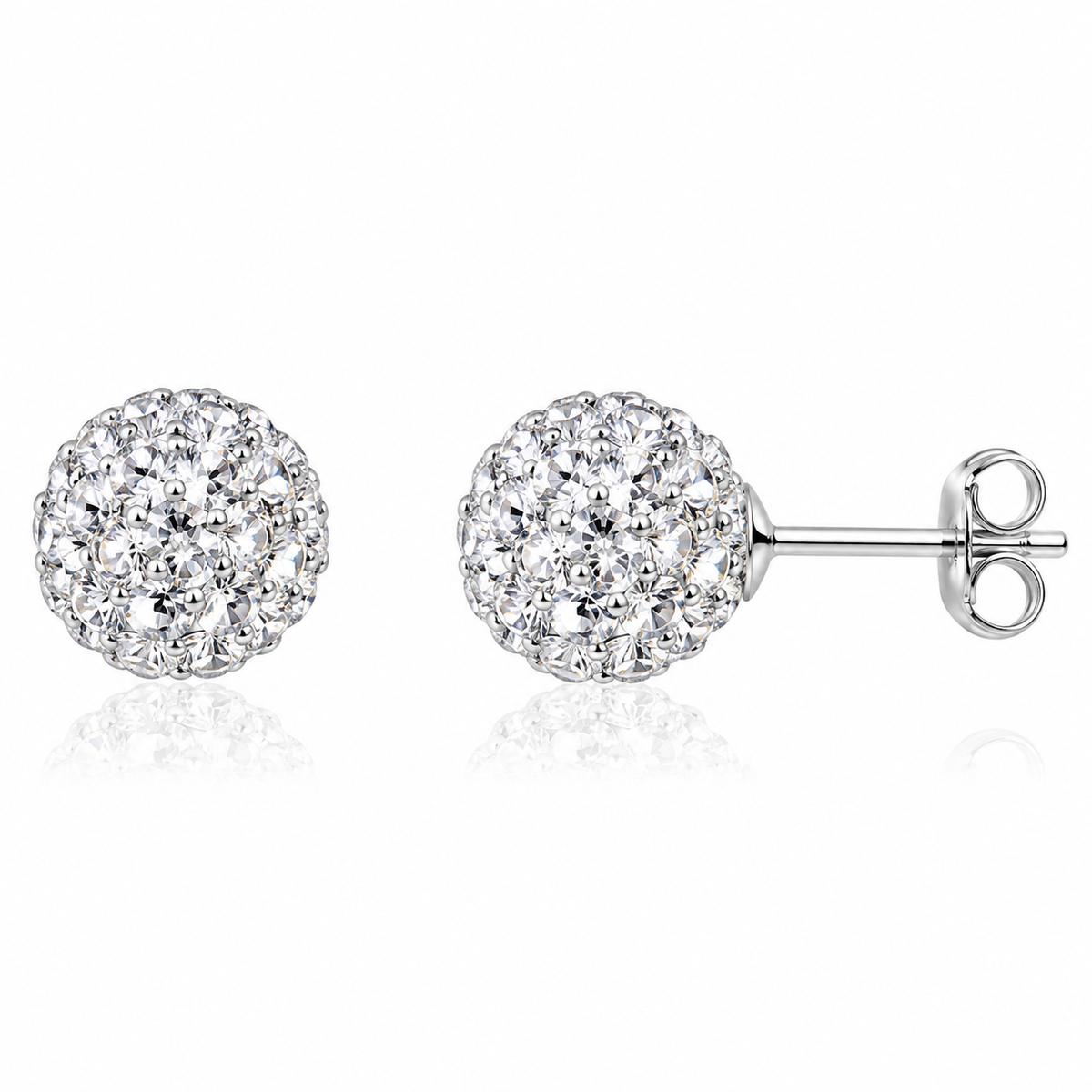 Celestia Pavé Sphere Stud Earrings in 925 sterling silver – main view