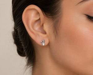Luna Cat Stud Earrings in 925 sterling silver – angle view