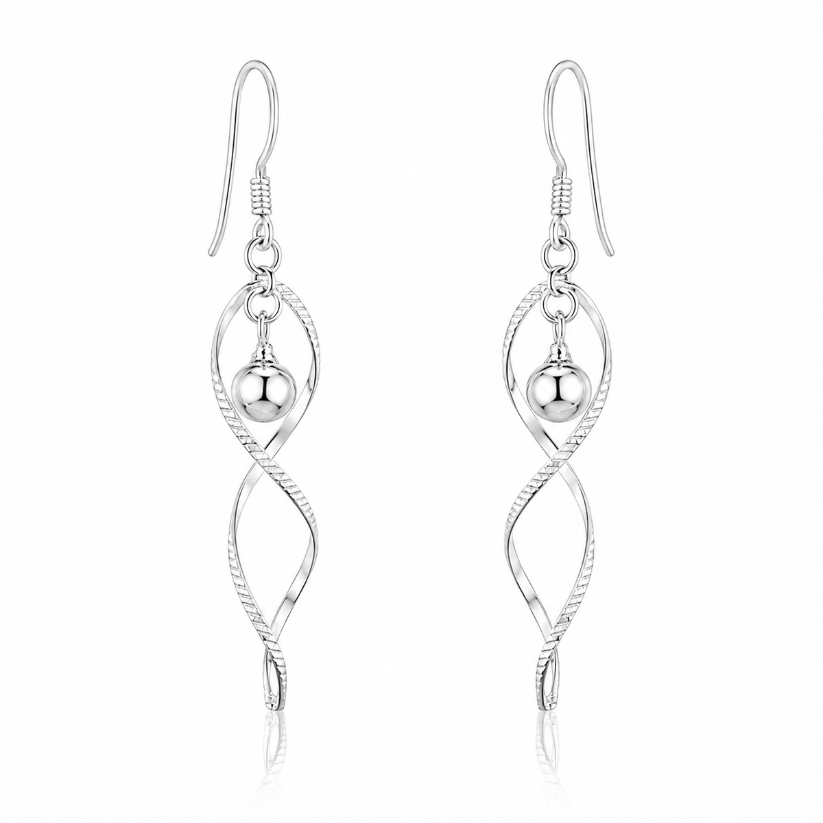 Luna Orbit Twist Drop Earrings in 925 sterling silver – main view