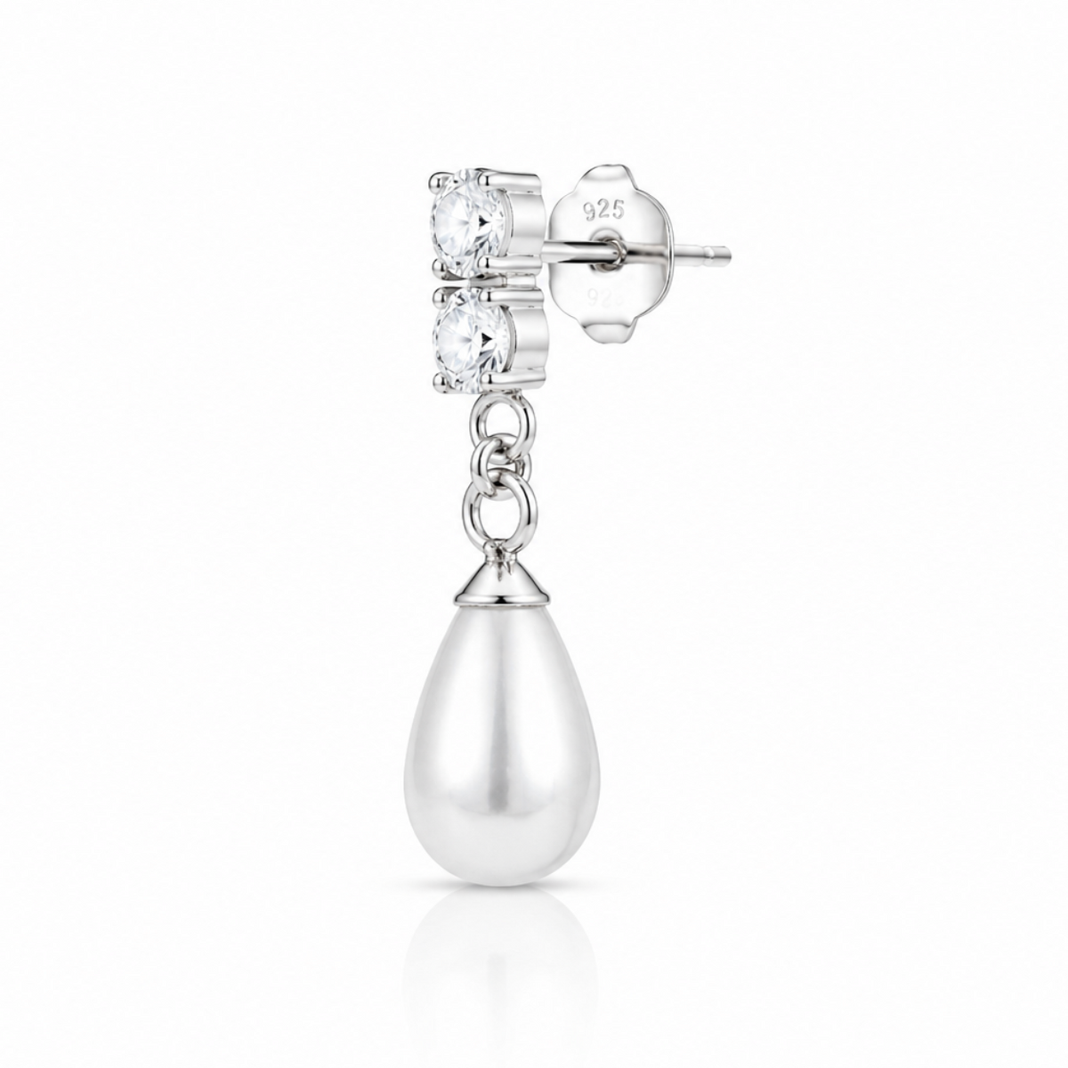 Luna Pearl Drop Earrings in 925 sterling silver – side view