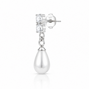 Luna Pearl Drop Earrings in 925 sterling silver – side view
