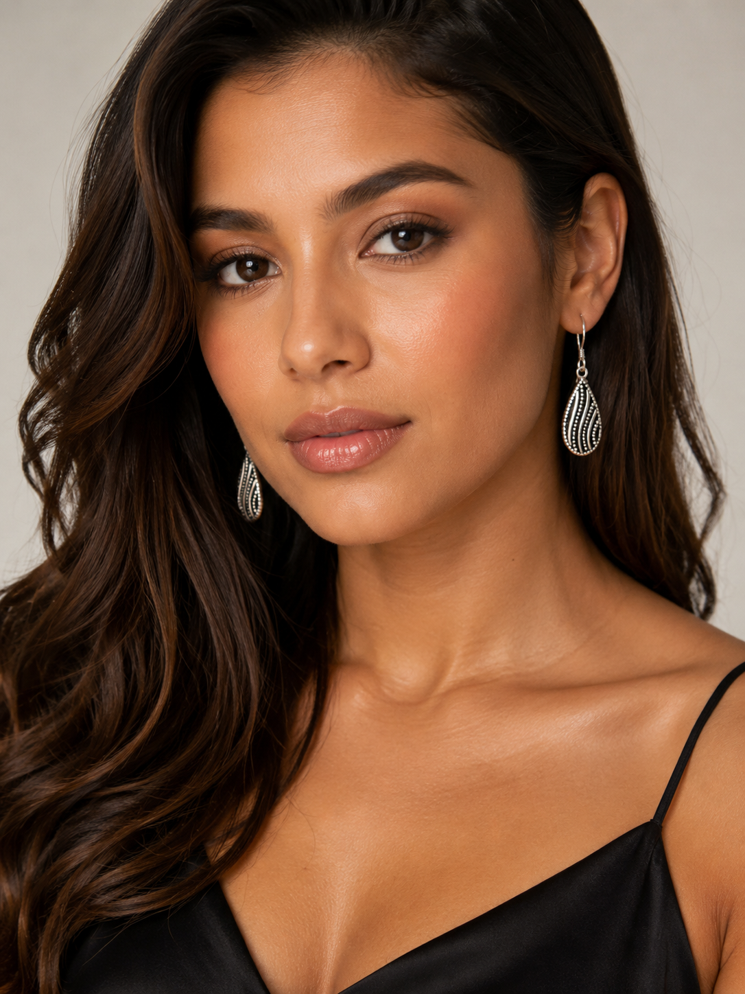 Luna Wave Teardrop Earrings in 925 sterling silver – angle view