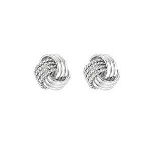 Luna Woven Knot Stud Earrings in 925 sterling silver – angle view