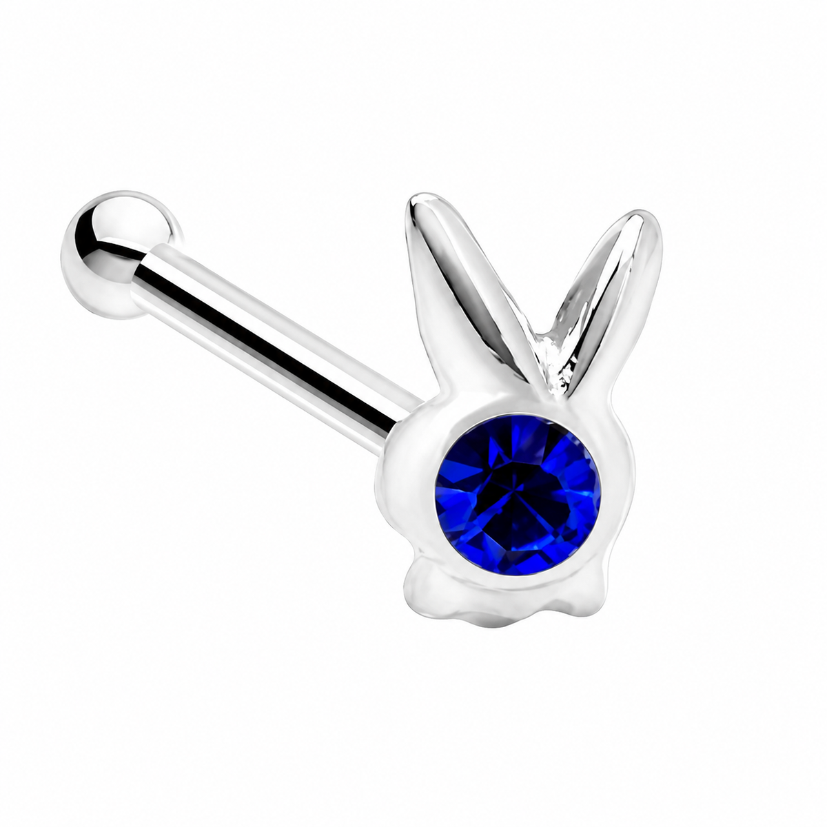 Bunny Crystal Nose Bone Stud in 925 sterling silver – side view