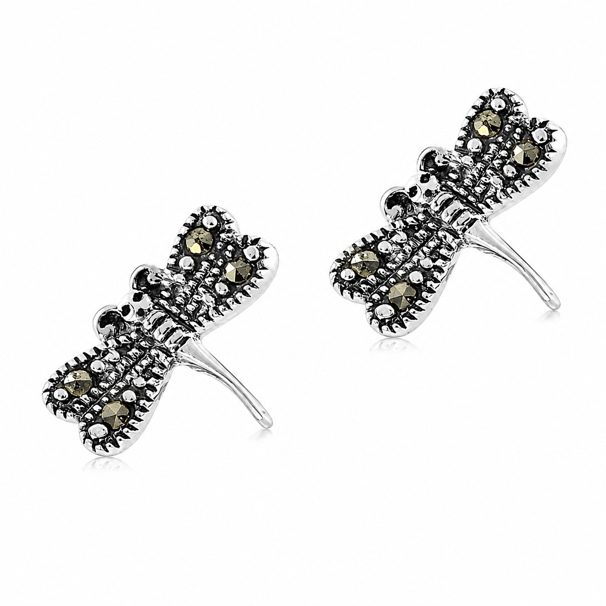 Imperial Marcasite Dragonfly Stud Earrings in 925 sterling silver – main view