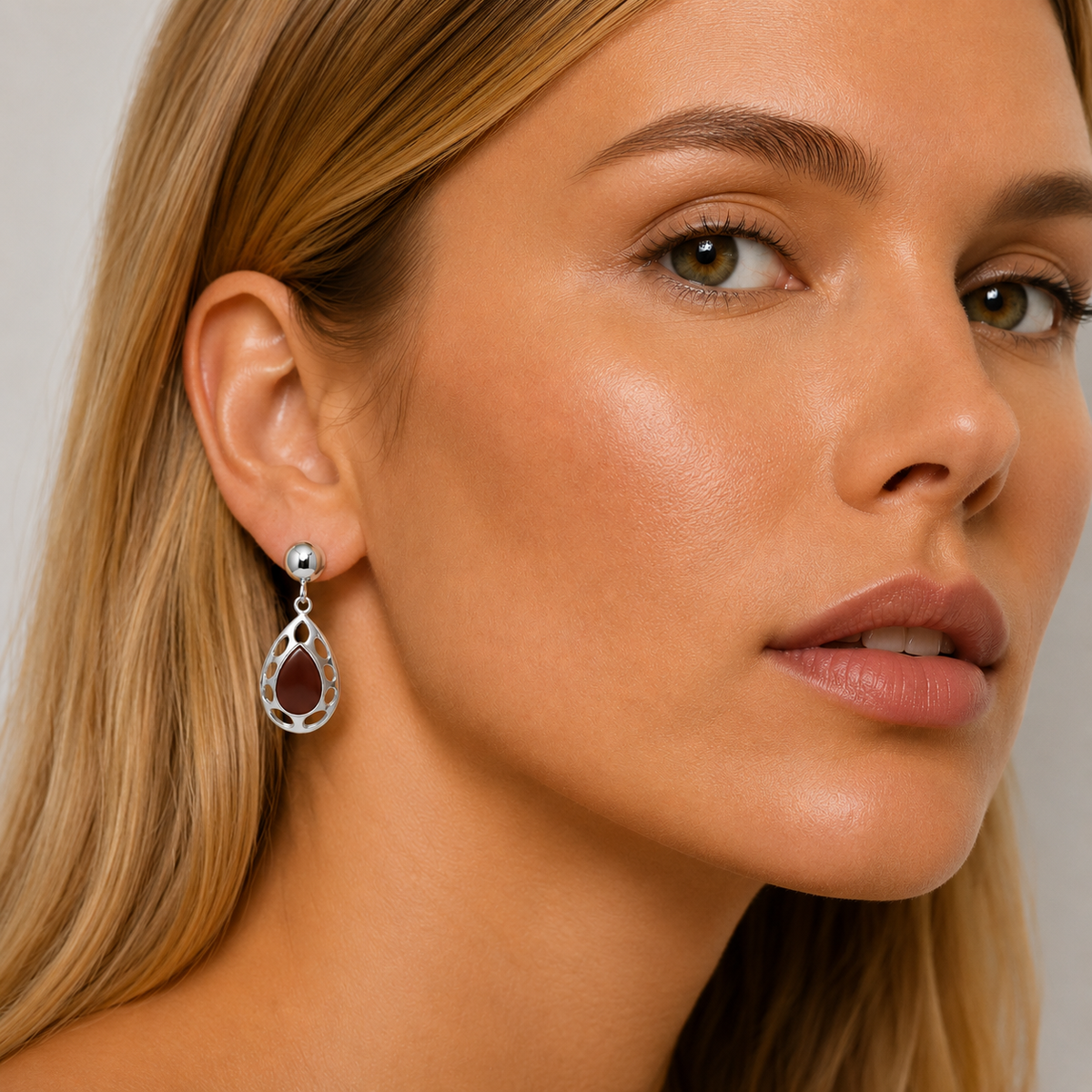 Open Teardrop Gemstone Earrings