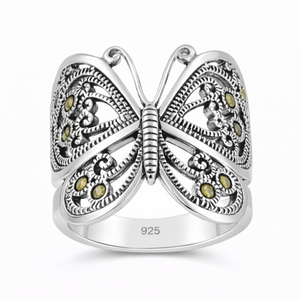Marcasite Butterfly Filigree Ring in 925 sterling silver – main view