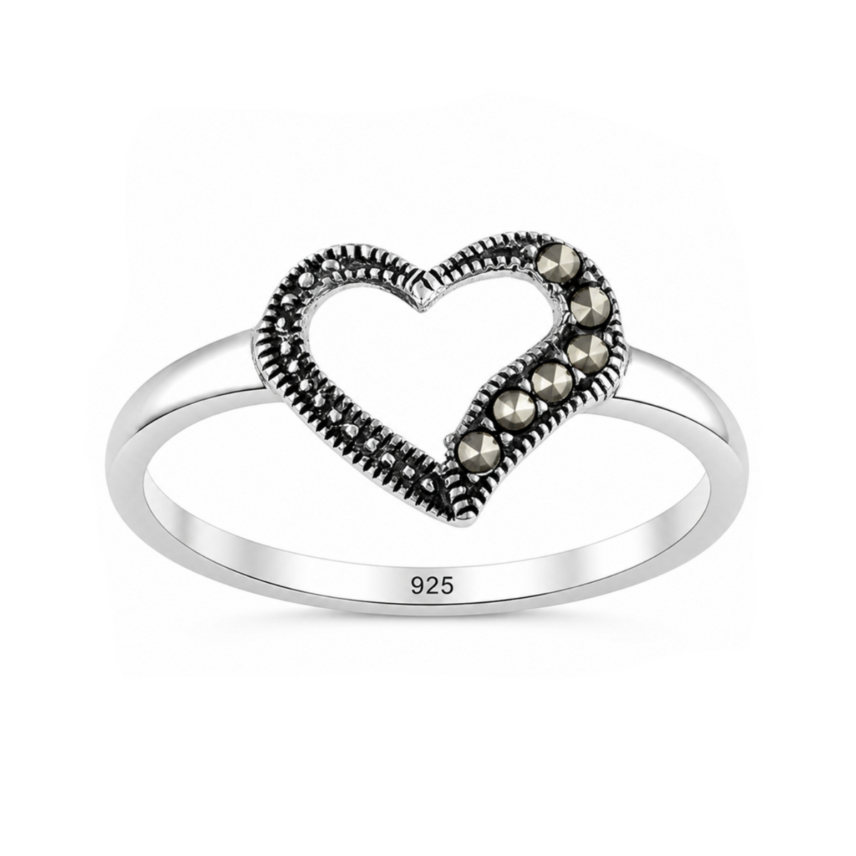 Marcasite Cutout Heart Ring in 925 sterling silver – main view