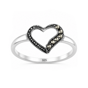 Marcasite Cutout Heart Ring in 925 sterling silver – main view