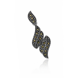 Marcasite Double Leaf Pendant in 925 sterling silver – main view