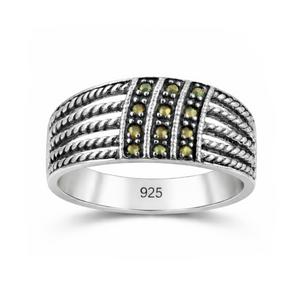 Marcasite Overlapping Bands Ring in 925 sterling silver – main view