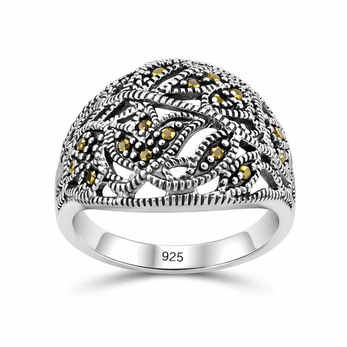 Marcasite Tulip Ring in 925 sterling silver – main view