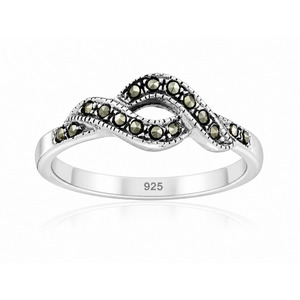 Marcasite Twist Band Ring in 925 sterling silver – main view