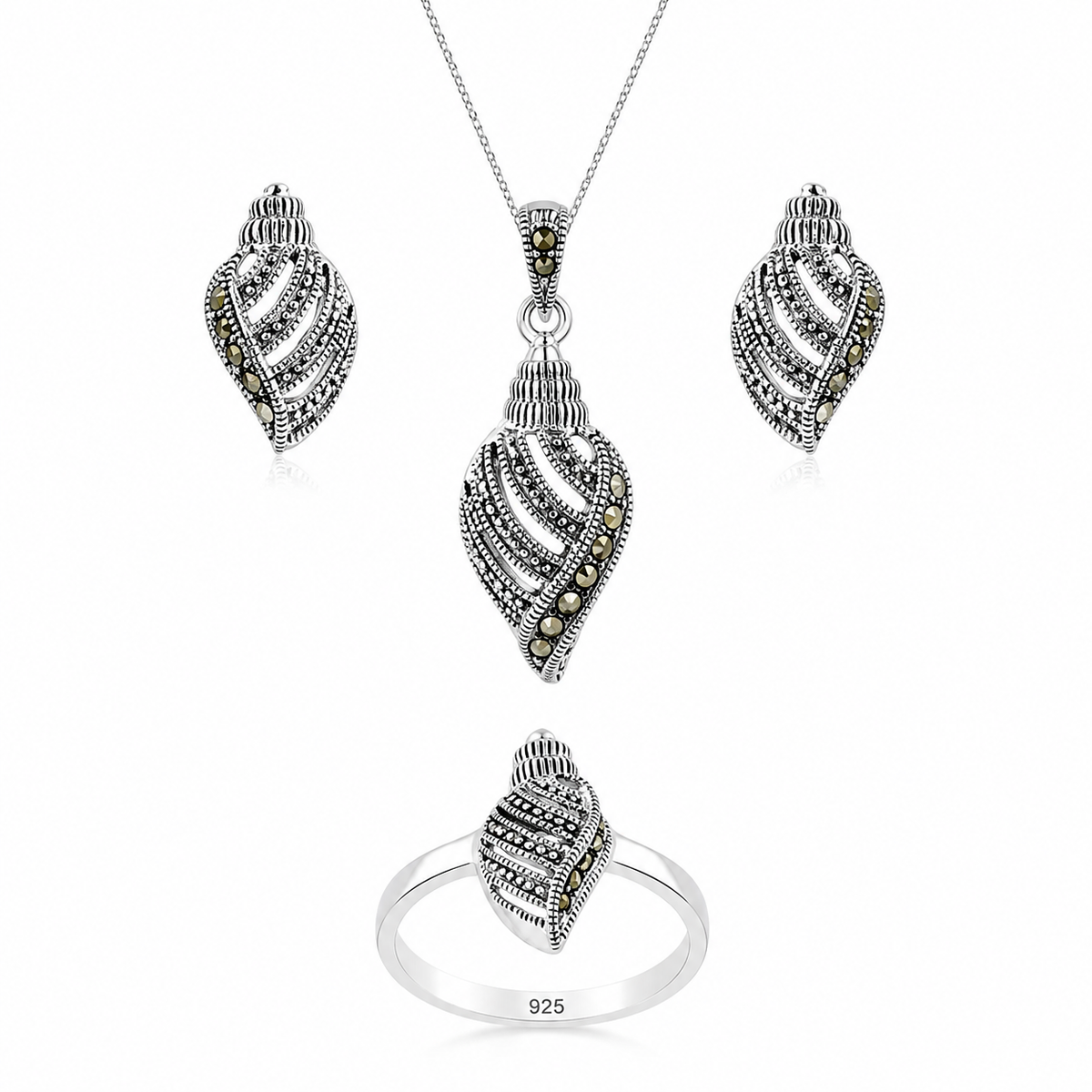 Marquise Shell Marcasite Set