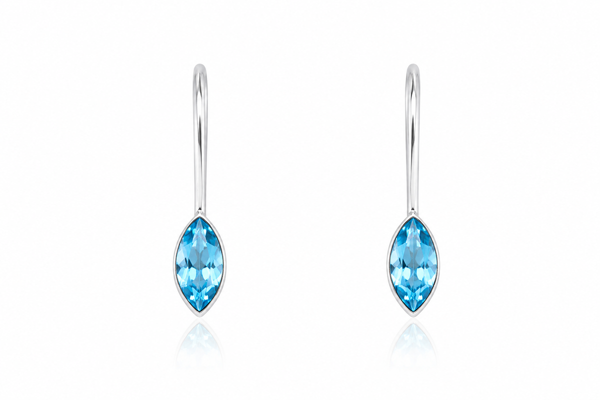 Marquise Solitaire Threader Earrings in 925 sterling silver – additional view