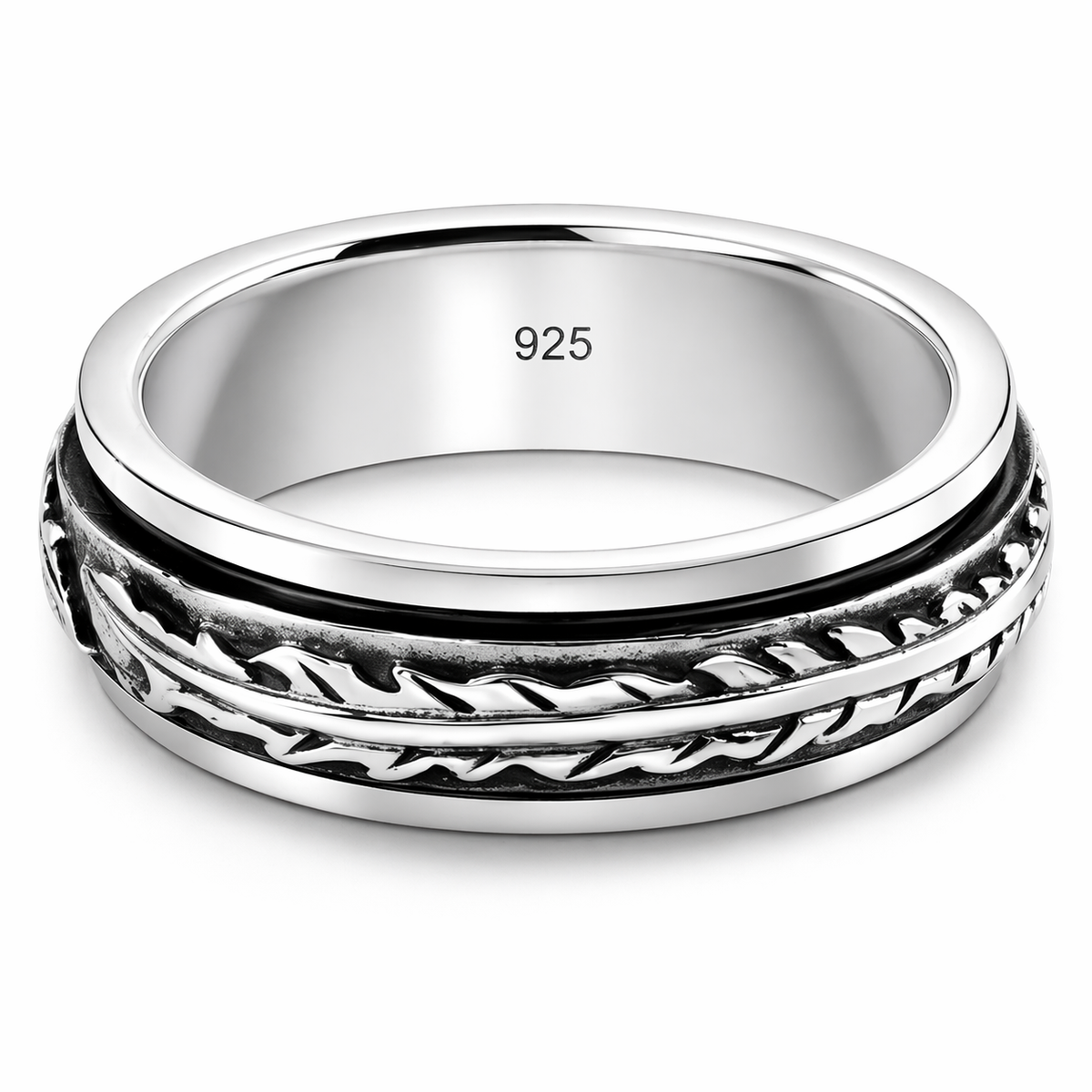 Eagle Feather Spinner Ring in 925 sterling silver – main view