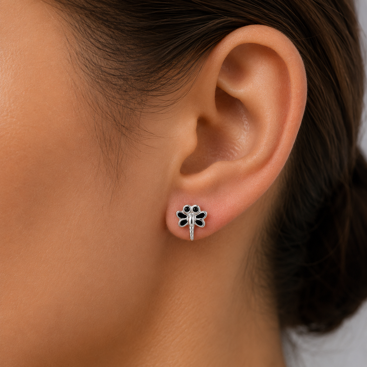 Boucles d'oreilles clous Libellule de minuit