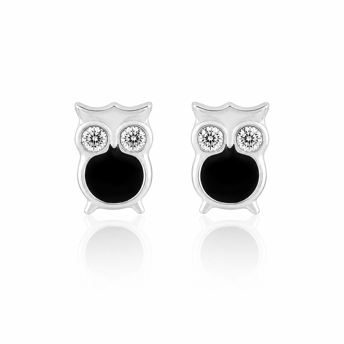 Boucles d'oreilles clous émaillées Chouette de minuit