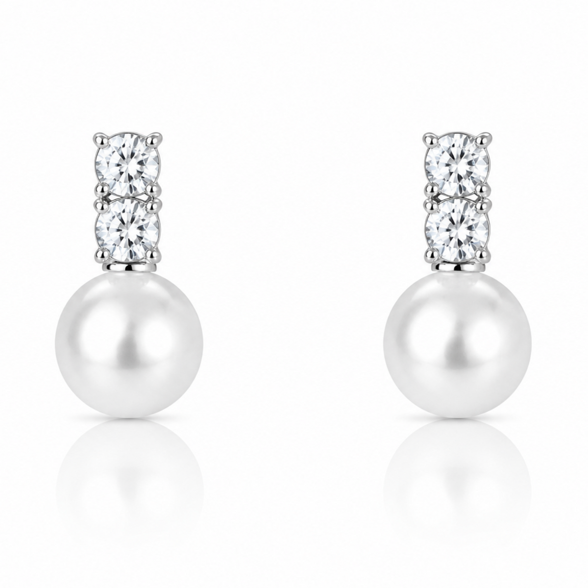 Midnight Pearl Crystal Drop Earrings in 925 sterling silver – side view