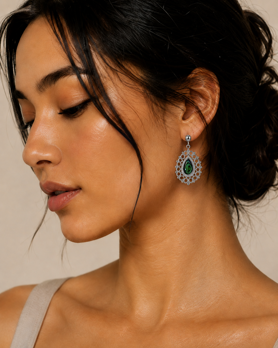 Midnight Tear Filigree Drop Earrings