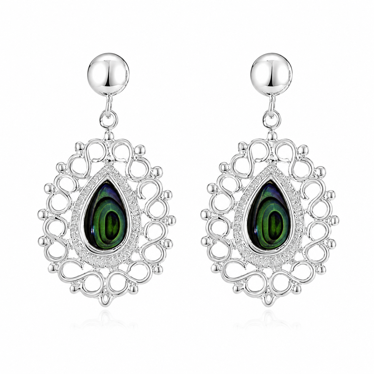 Midnight Tear Filigree Drop Earrings