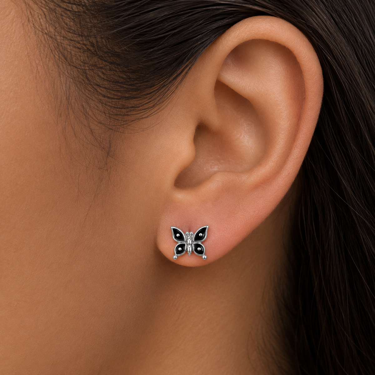 Boucles d'oreilles puces Papillon au clair de lune