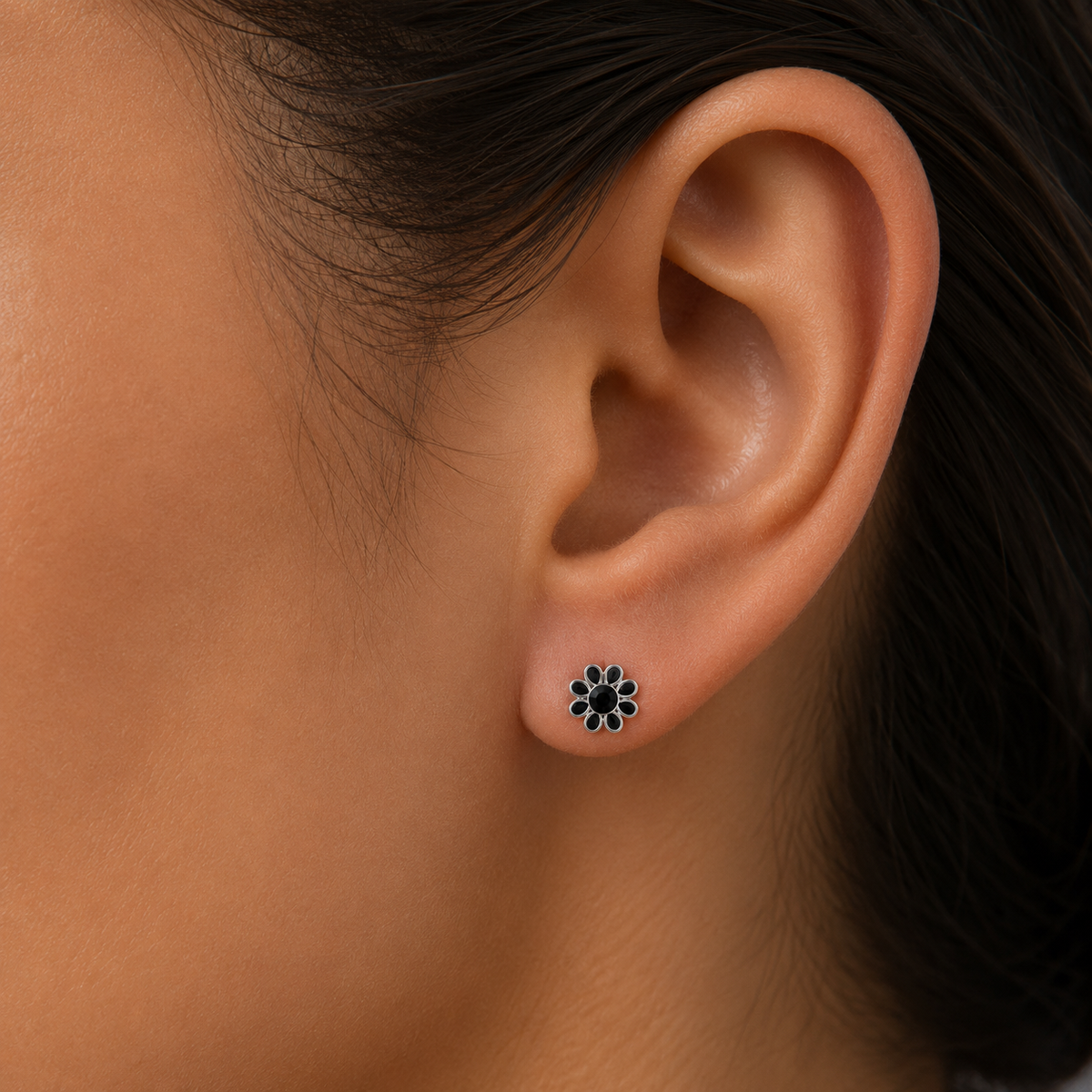 Boucles d'oreilles puces Noir Blossom