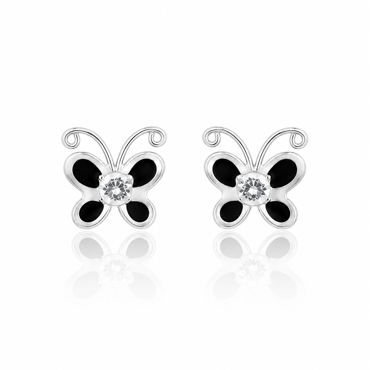Boucles d'oreilles clous papillon Noir Flutter