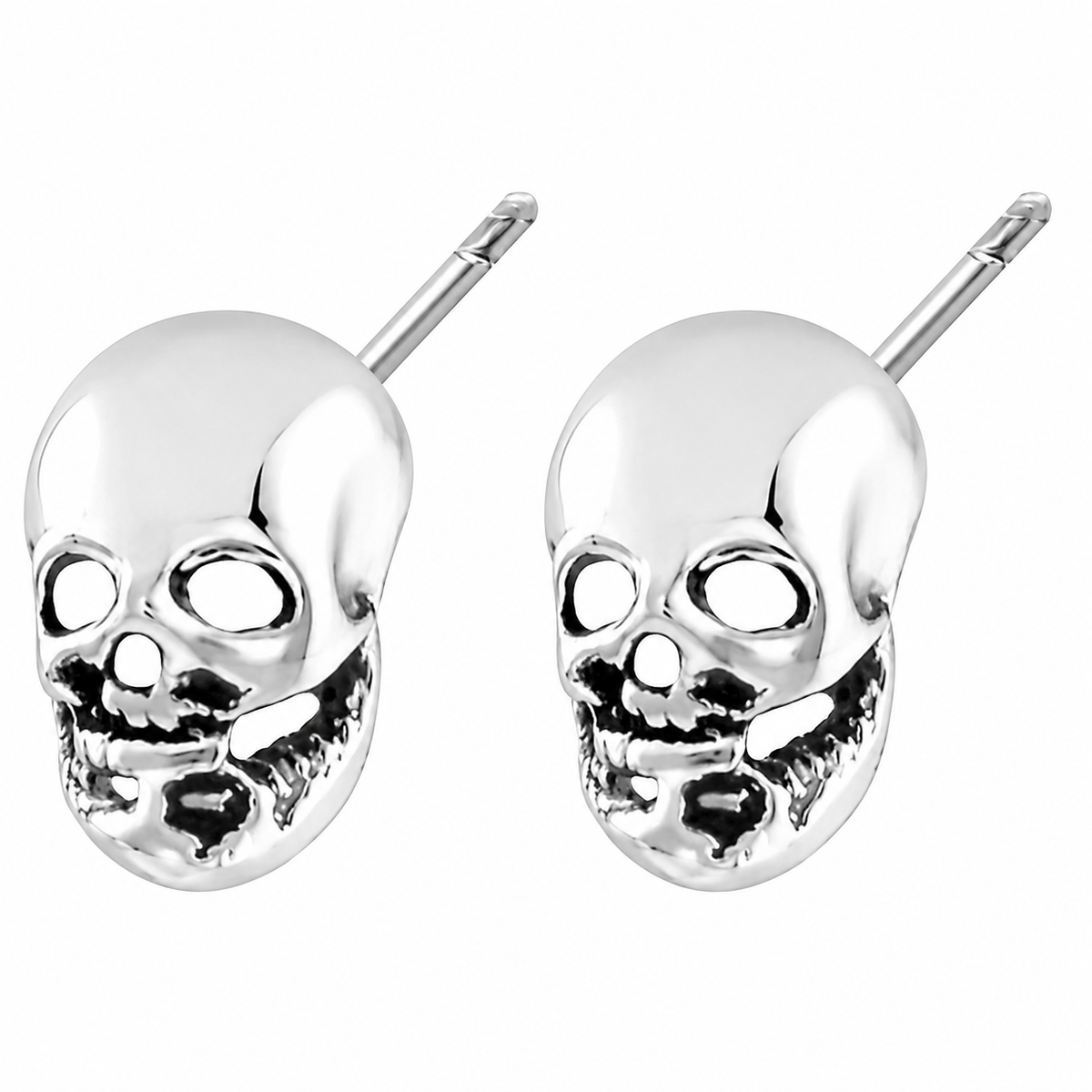 Noir Skull Stud Earrings in 925 sterling silver – side view